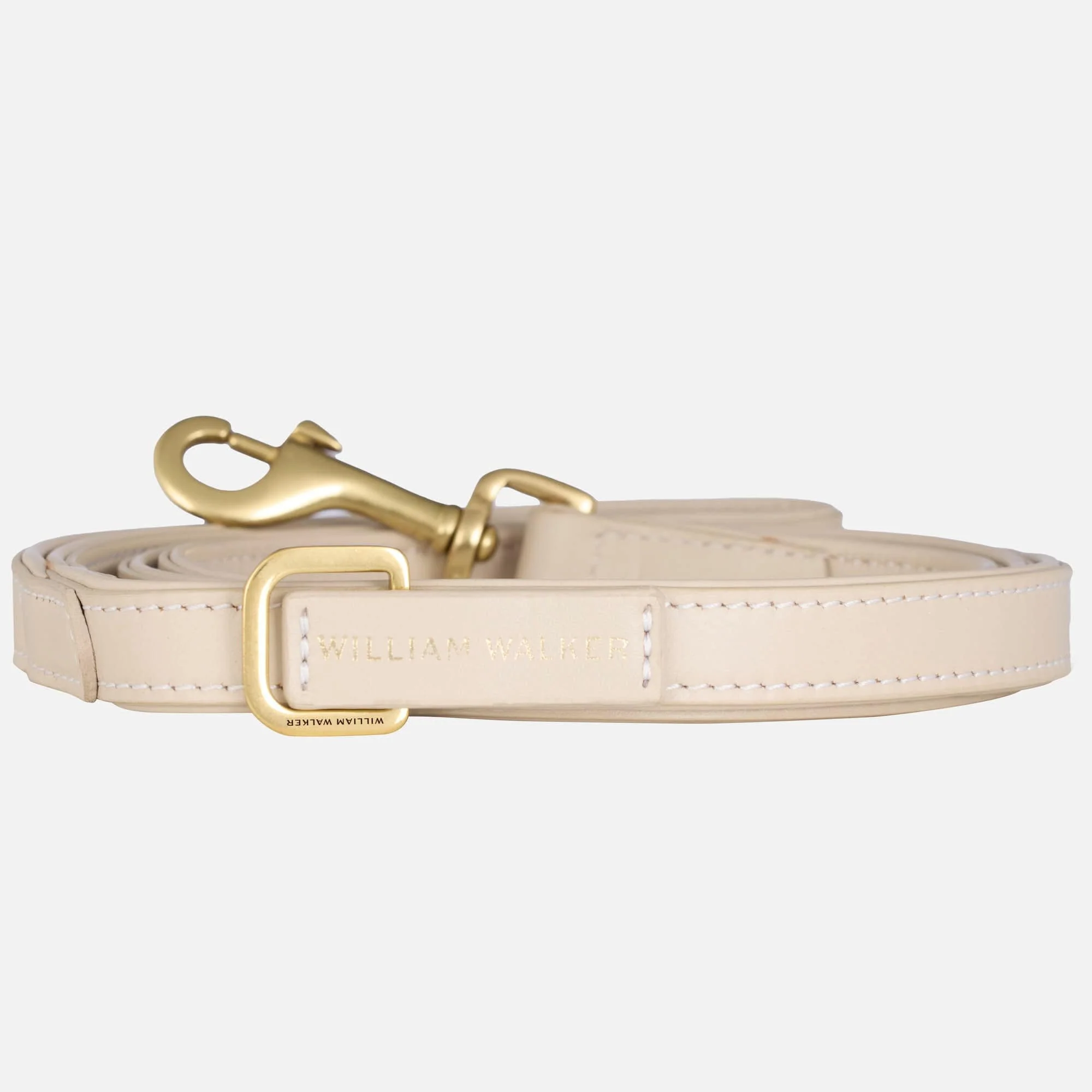 Hoogwaardig glad leer hondenriem Almond (beige)
