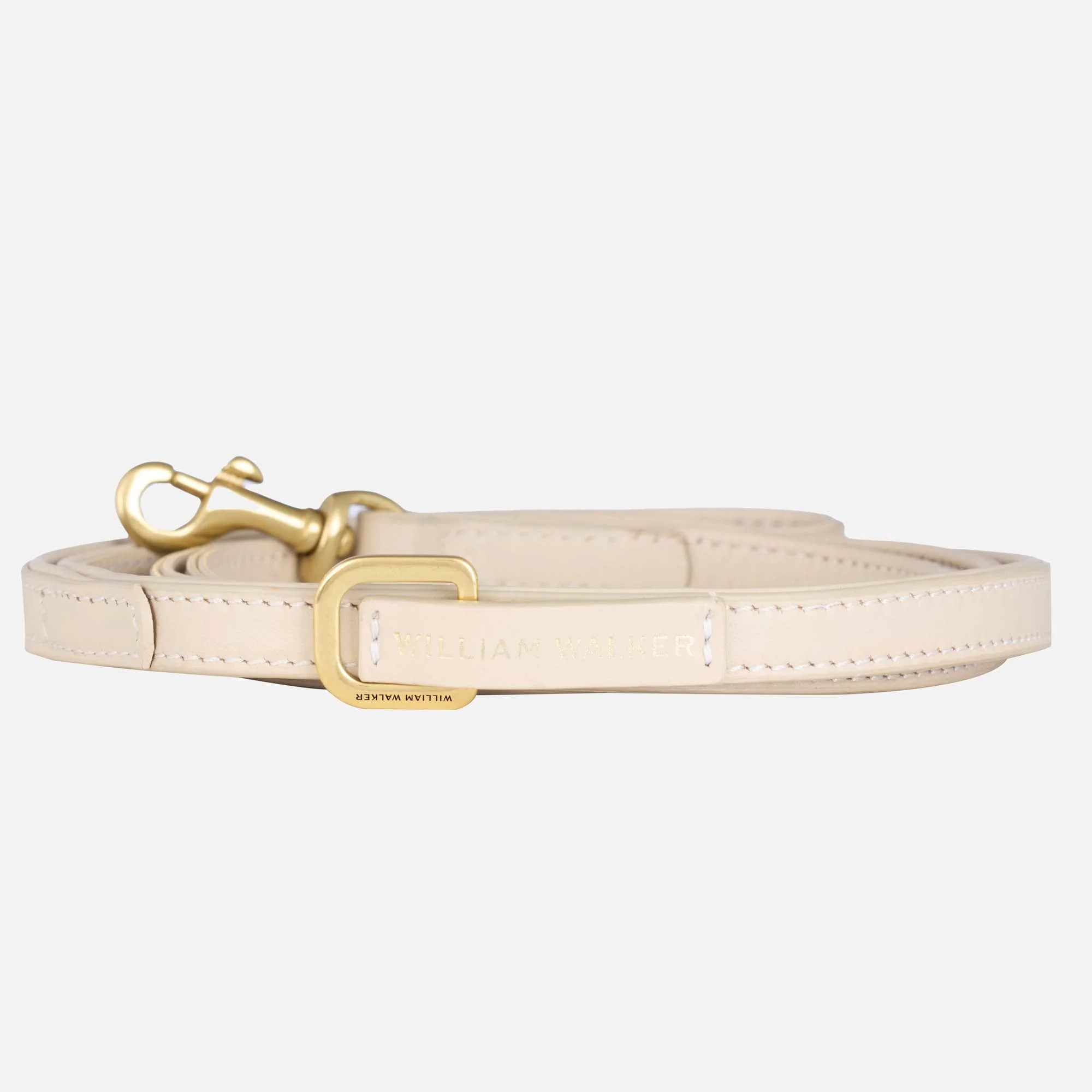Hoogwaardig glad leer hondenriem Almond (beige) - Image 2