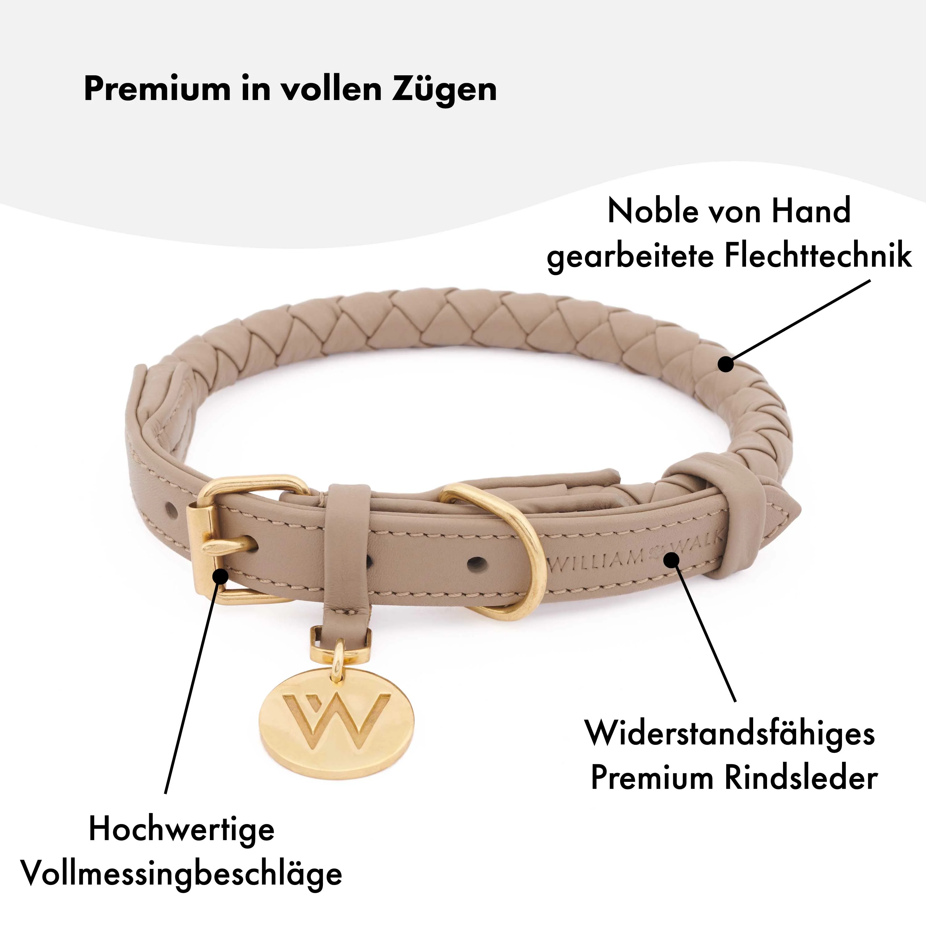 Leren halsband Twisted Sand (beige) - Image 3